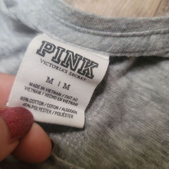 Victorias Secret PINK Sequins Bling Relaxed Fit American Flag Tank Top Medium - Picture 3 of 5